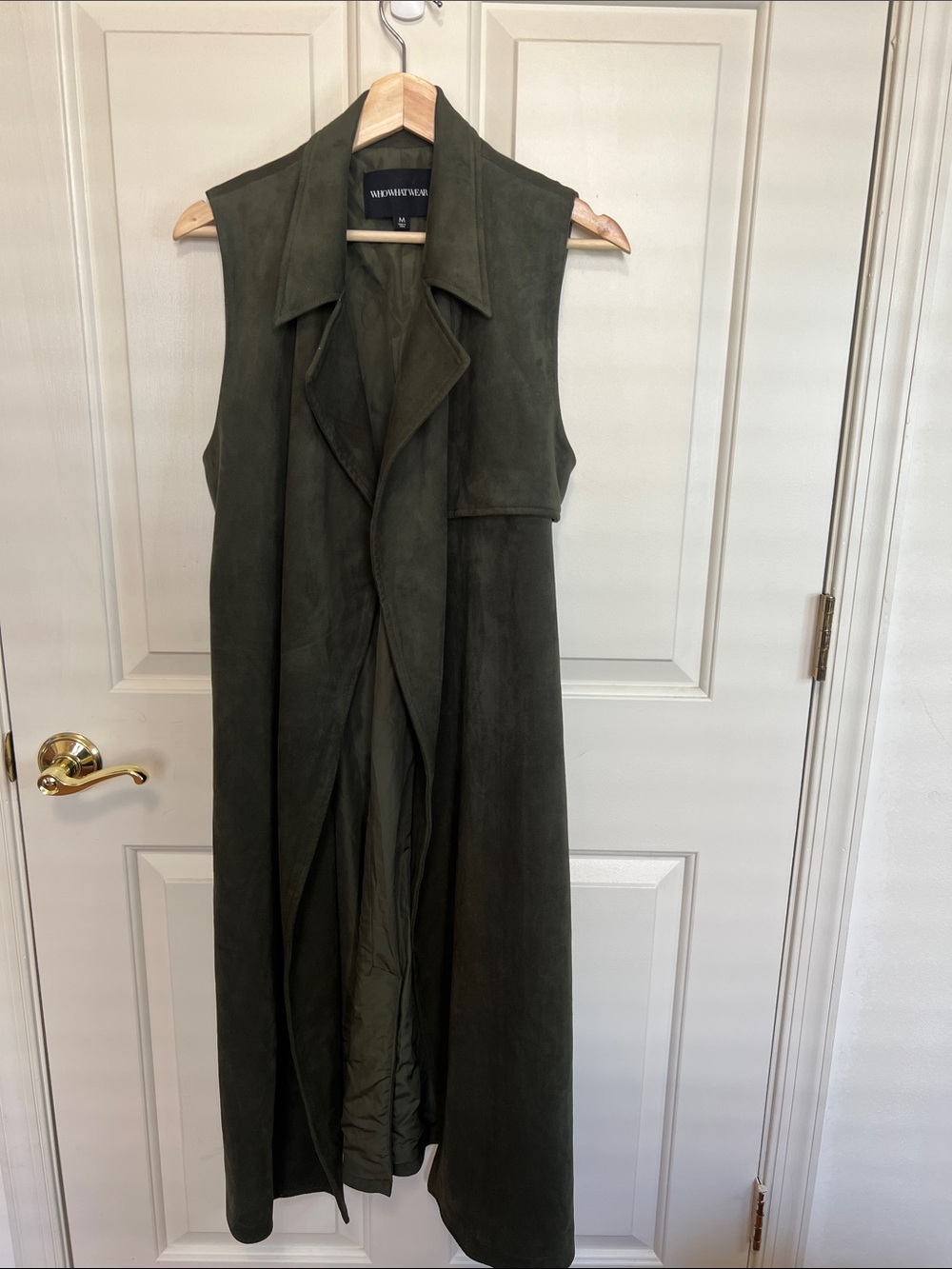 Who What Wear Olive Green Long Sleeveless Duster Vest